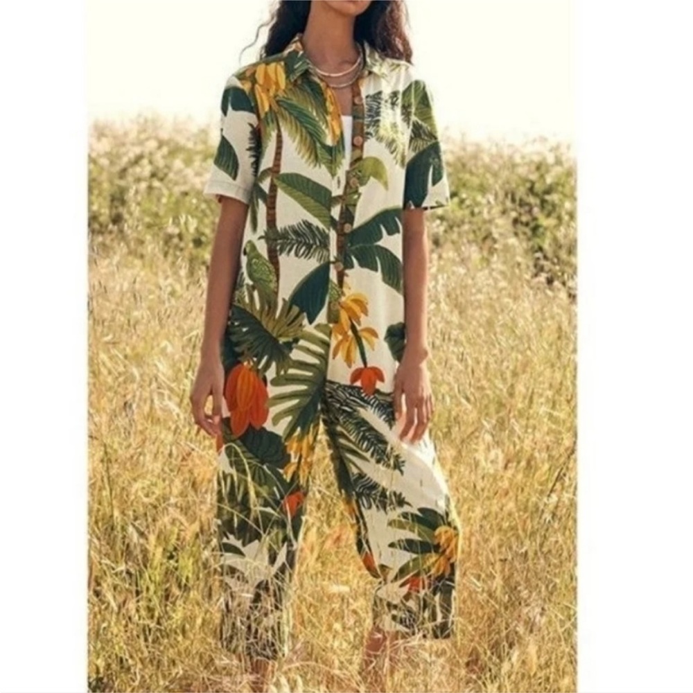 FARM Rio White Cocoa Forest Jumpsuit